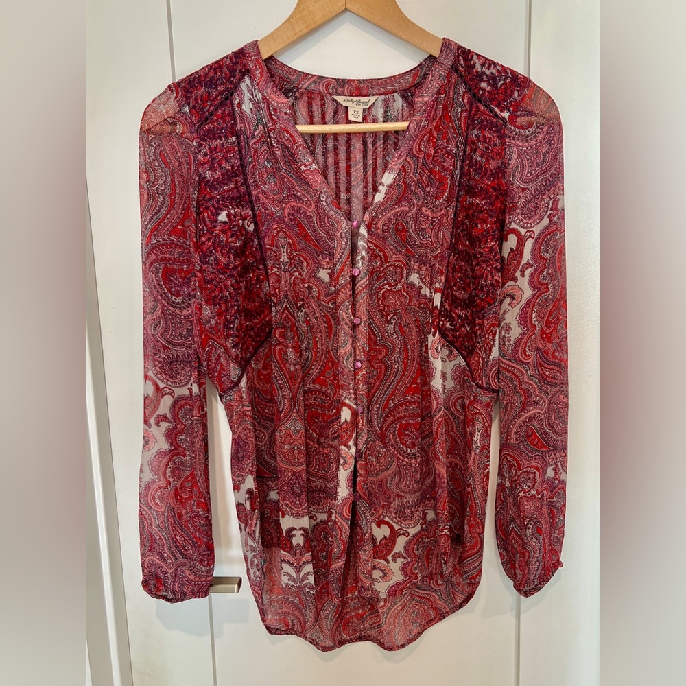 Lucky Brand Paisley Blouse with Embroidery